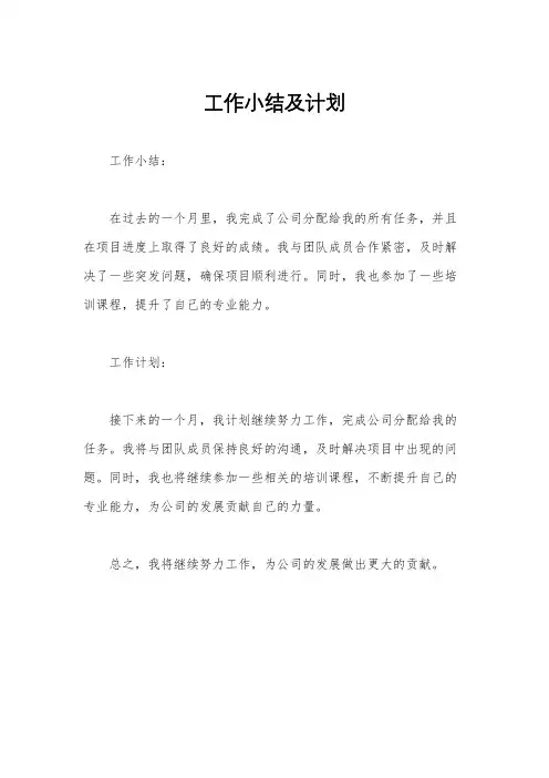 工作小结及计划