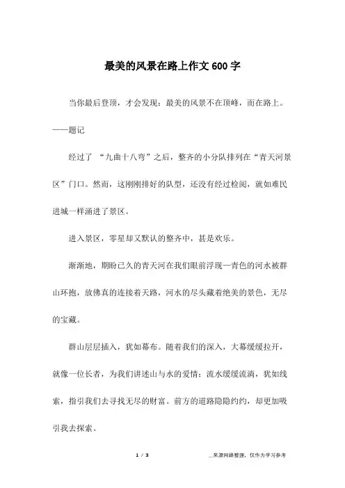 最美的风景在路上作文600字