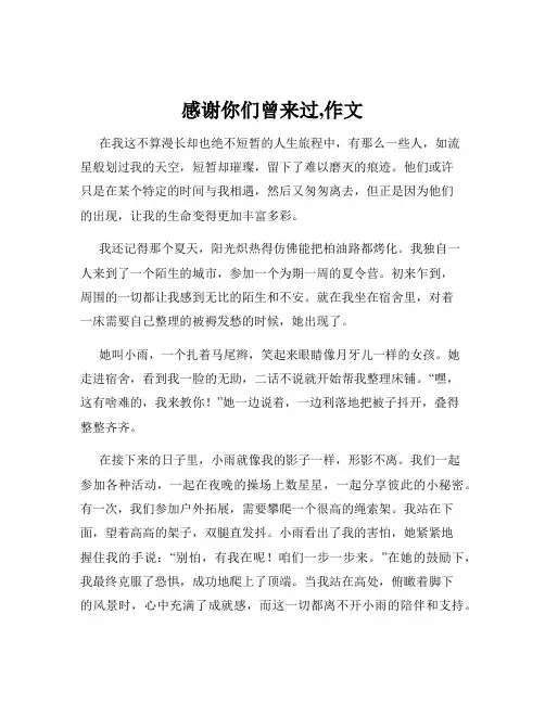 感谢你们曾来过,作文