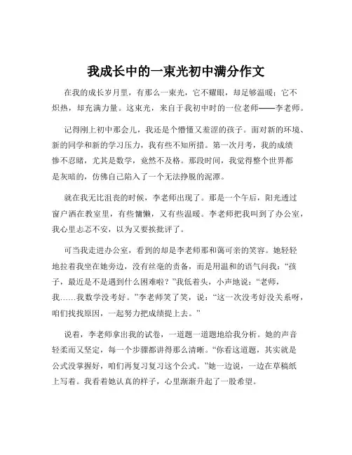 我成长中的一束光初中满分作文
