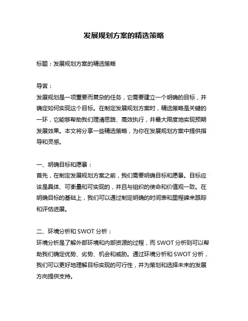 发展规划方案的精选策略