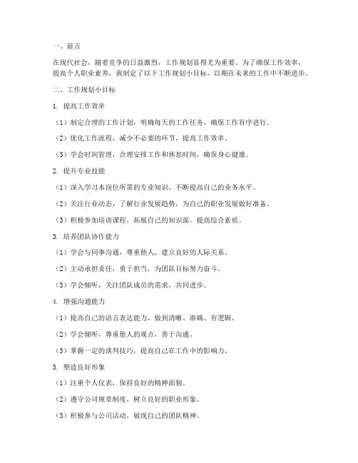 工作规划小目标