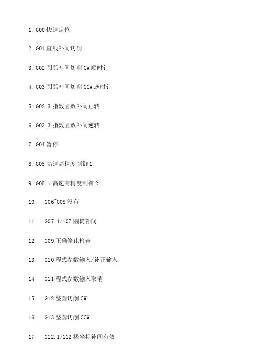 三菱数控系统G代码M代码大全