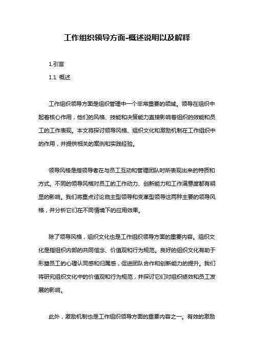 工作组织领导方面-概述说明以及解释