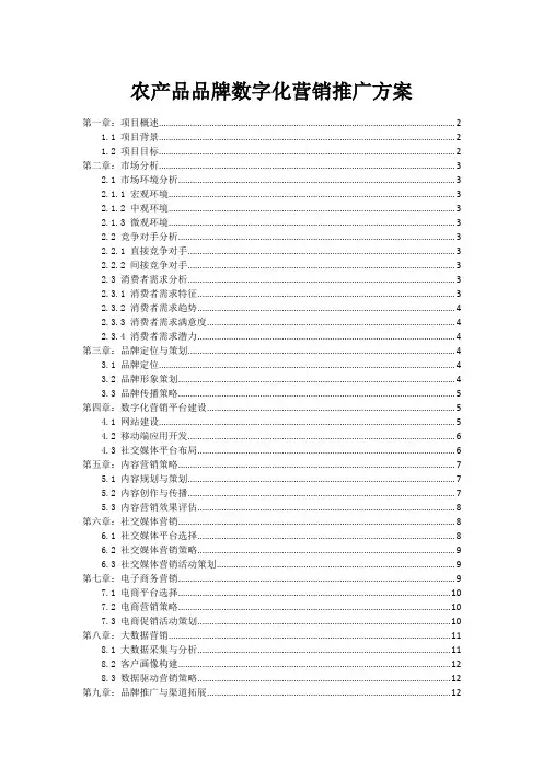 农产品品牌数字化营销推广方案