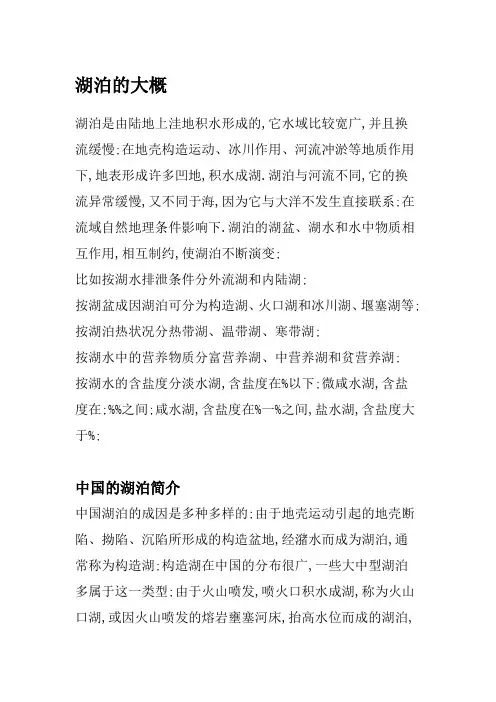 湖泊的成因及分类