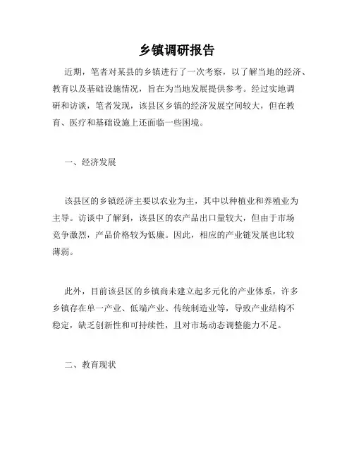 乡镇调研报告