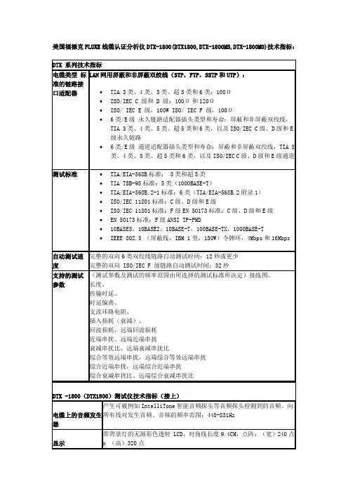 美国福禄克FLUKE线缆认证分析仪DTX1800