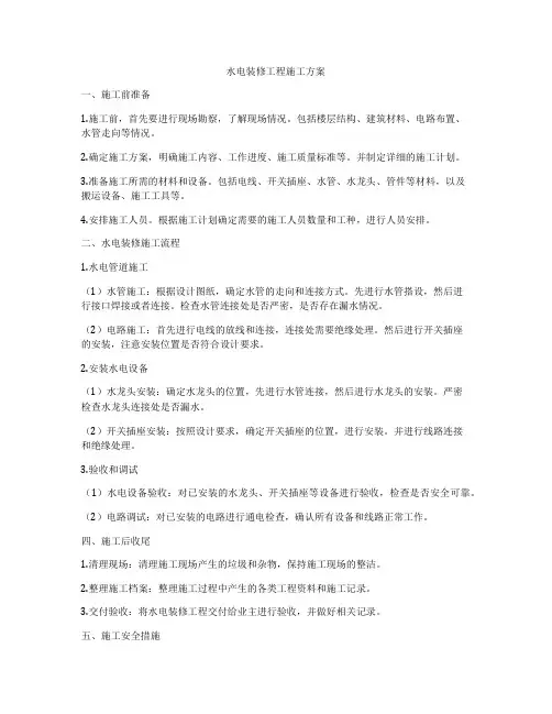 水电装修工程施工方案