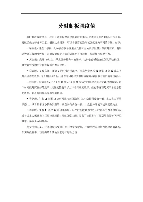 分时封板强度值