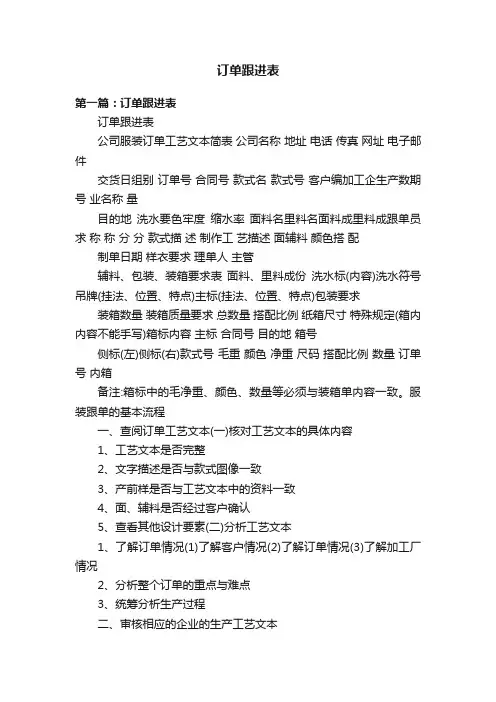 订单跟进表