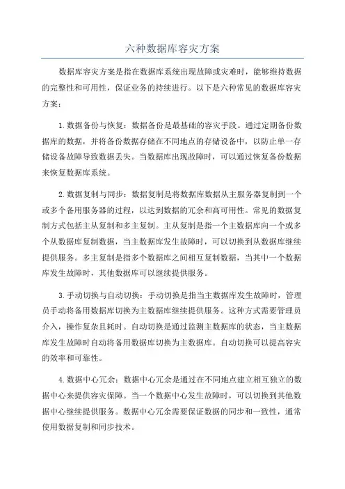 六种数据库容灾方案