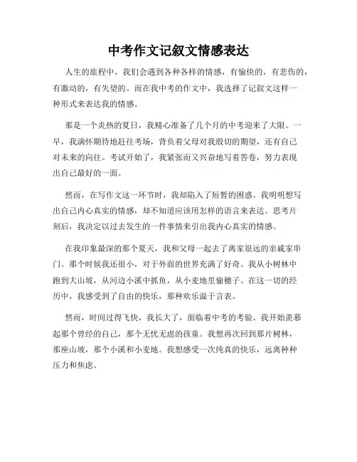 中考作文记叙文情感表达