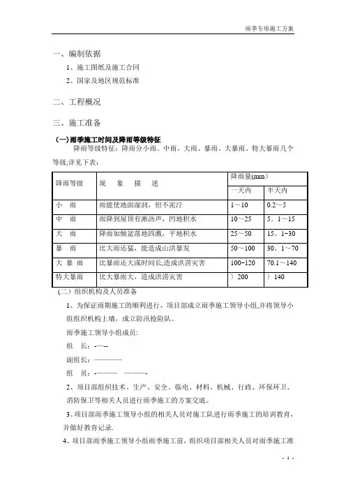 雨季专项施工方案