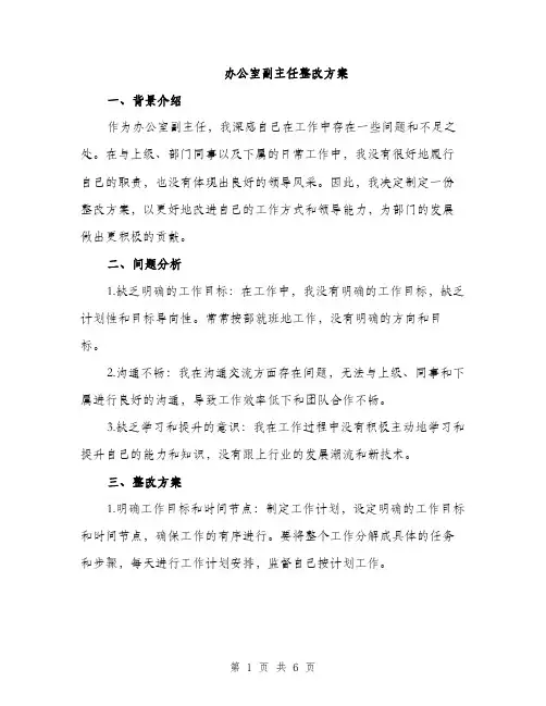 办公室副主任整改方案（2篇）