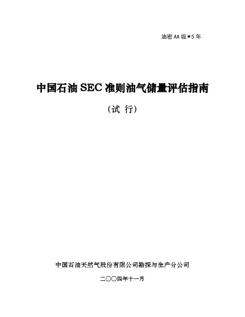 中国石油SEC准则油气储量评估指南(印刷版)资料讲解