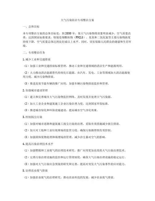 大气污染防治专项整治方案