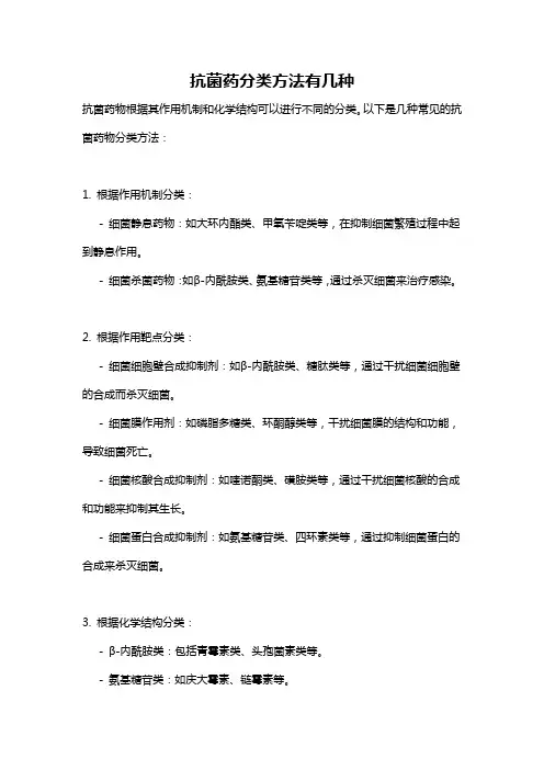 抗菌药分类方法有几种