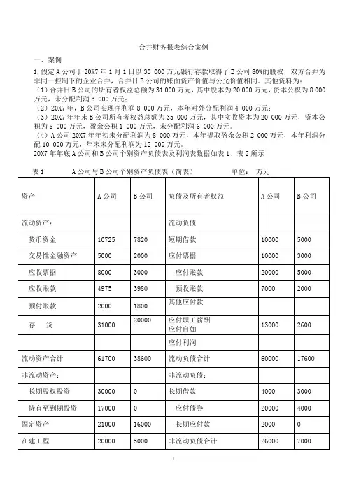 合并财务报表案例分析
