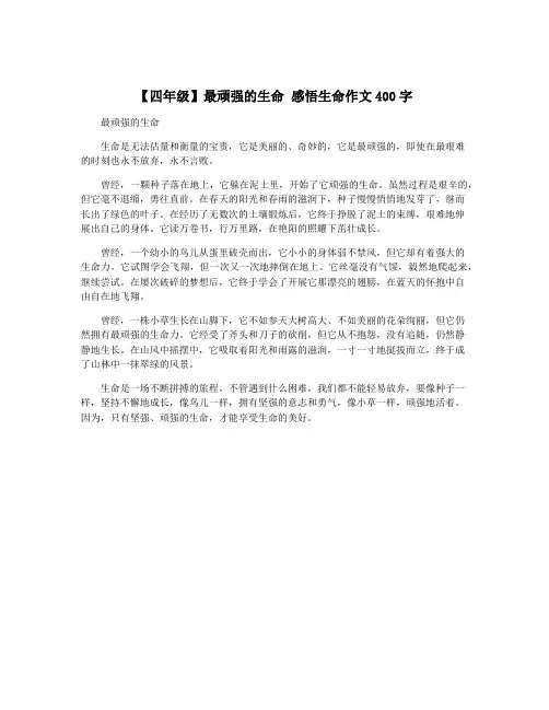 【四年级】最顽强的生命 感悟生命作文400字
