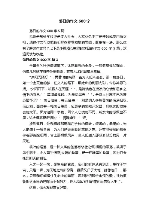 落日的作文600字5篇