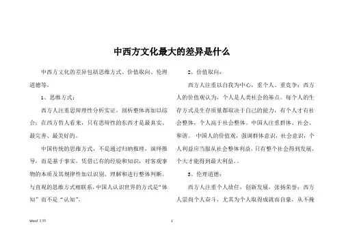 中西方文化最大的差异是什么