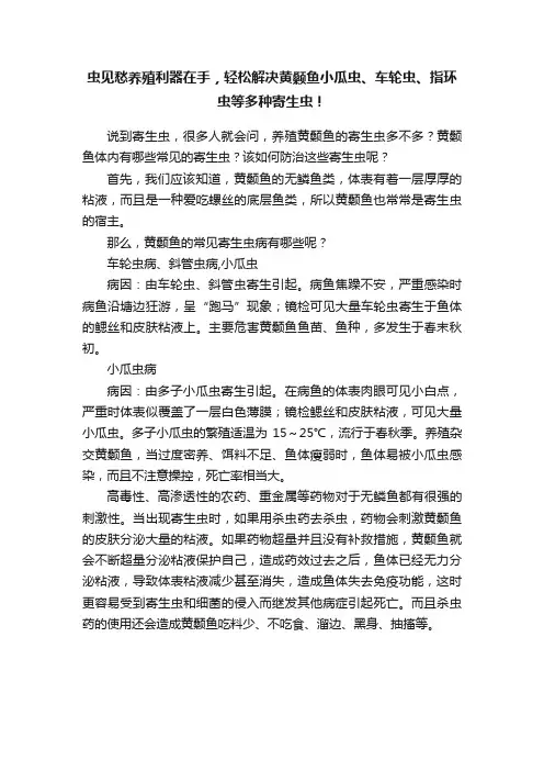虫见愁养殖利器在手，轻松解决黄颡鱼小瓜虫、车轮虫、指环虫等多种寄生虫！
