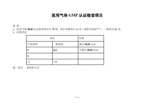 医用氧GMP认证检查项目