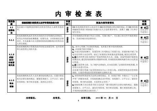 疾控中心实验室内审检查表