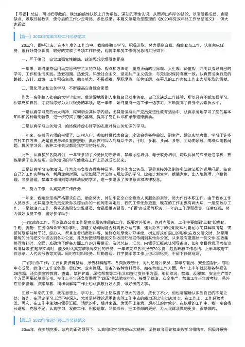 2020年党政年终工作总结范文
