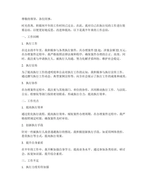 执行局干警半年工作总结