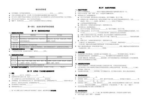 九年级化学绪言+第一单元  走进化学世界知识梳理