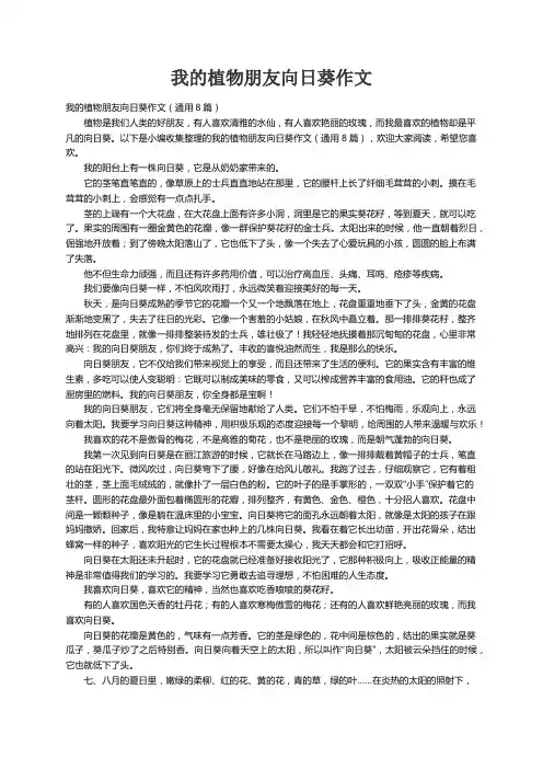 我的植物朋友向日葵作文（通用8篇）