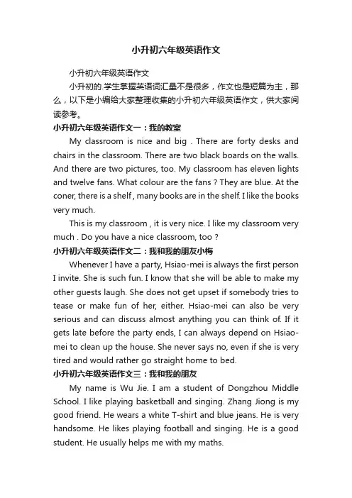 小升初六年级英语作文