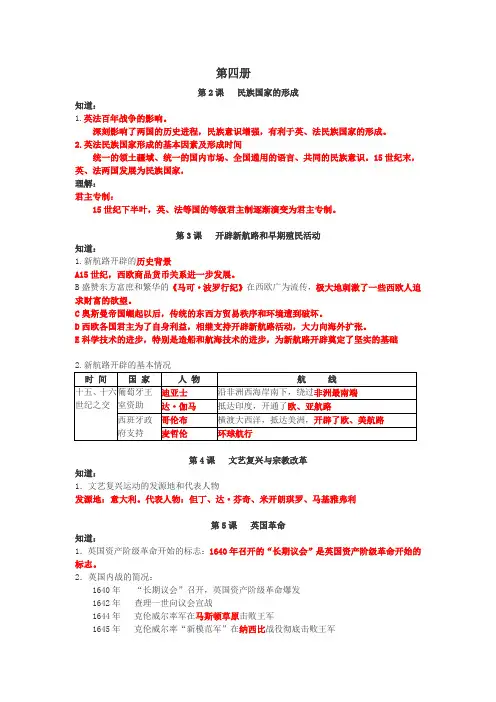 上海高一历史第四册复习资料