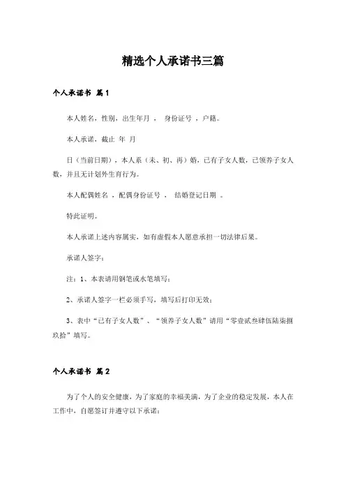 精选个人承诺书三篇_6