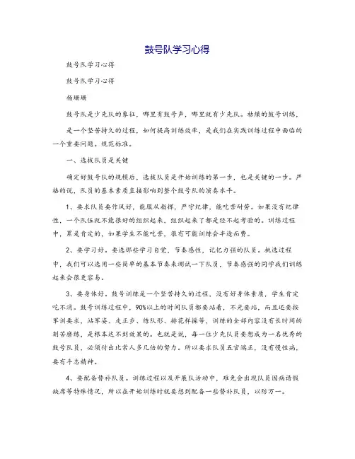 鼓号队学习心得