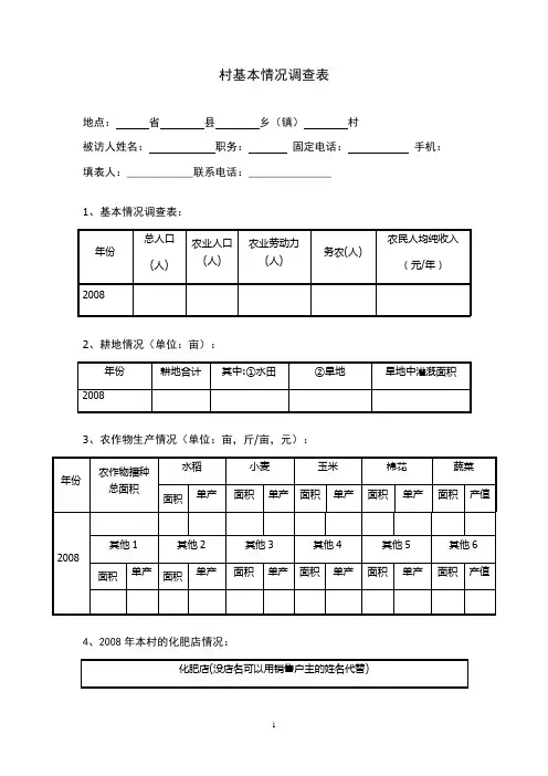 村基本情况调查表