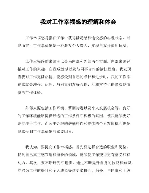 我对工作幸福感的理解和体会