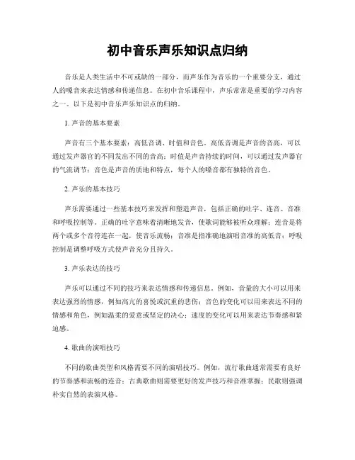 初中音乐声乐知识点归纳