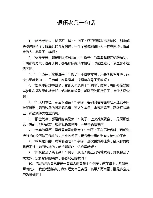 退伍老兵一句话