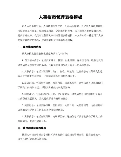 人事档案管理表格模板