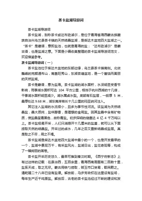 茶卡盐湖导游词