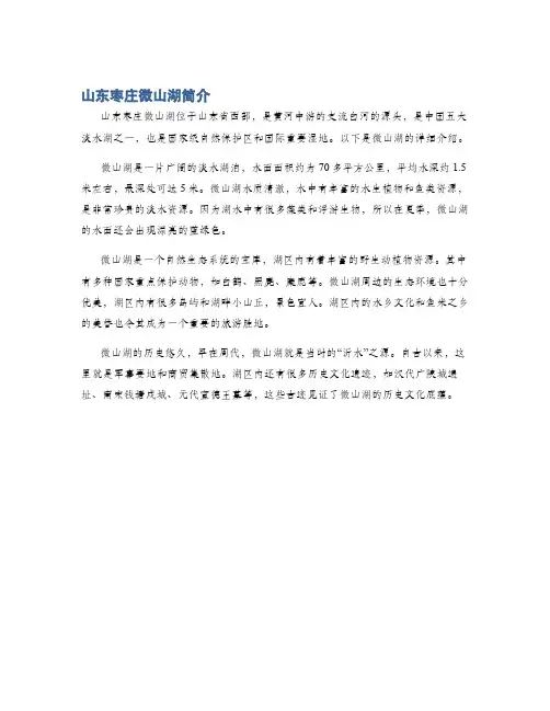 山东枣庄微山湖简介