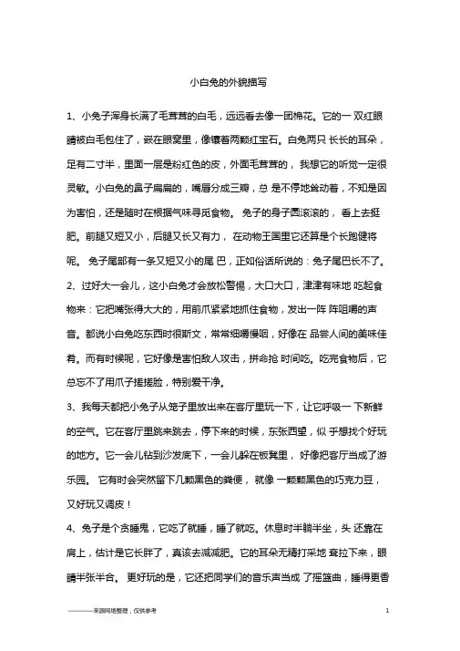 小白兔的外貌描写