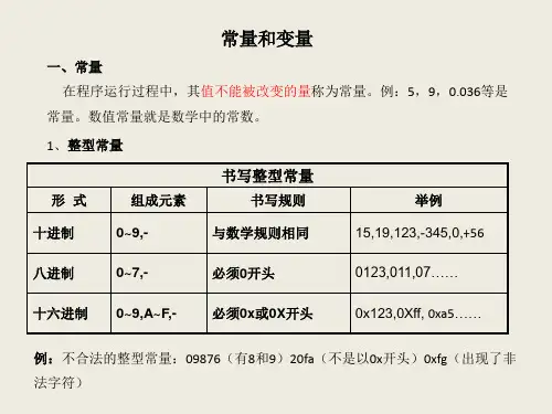 常量和变量