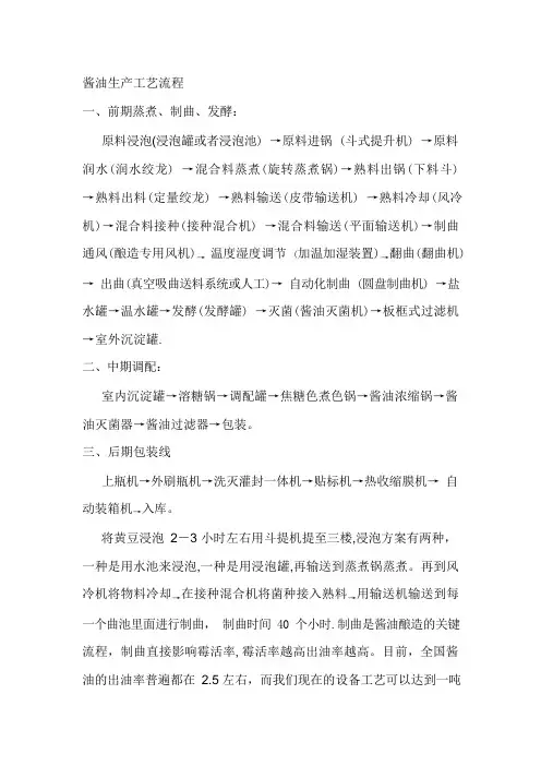 酱油生产工艺流程