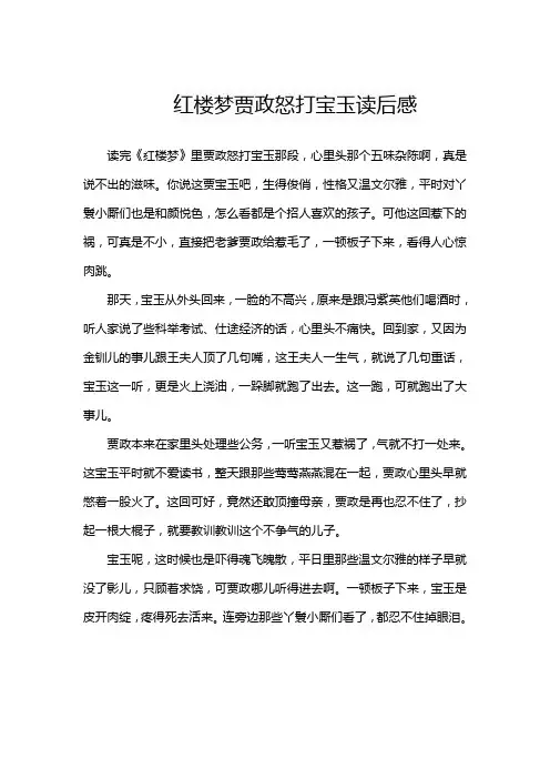 红楼梦贾政怒打宝玉读后感