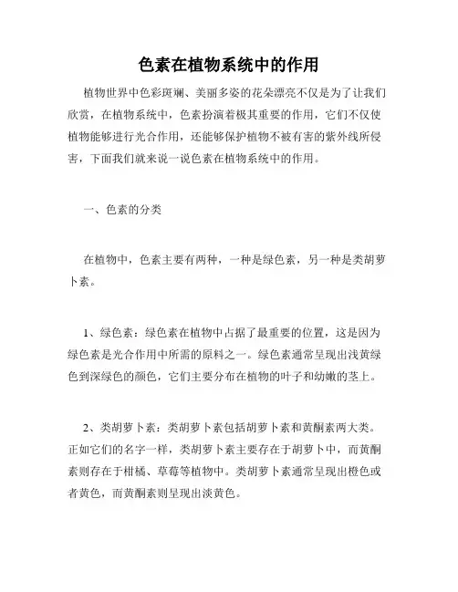 色素在植物系统中的作用