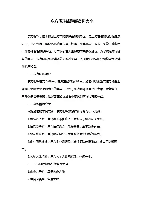 东方明珠旅游群名称大全